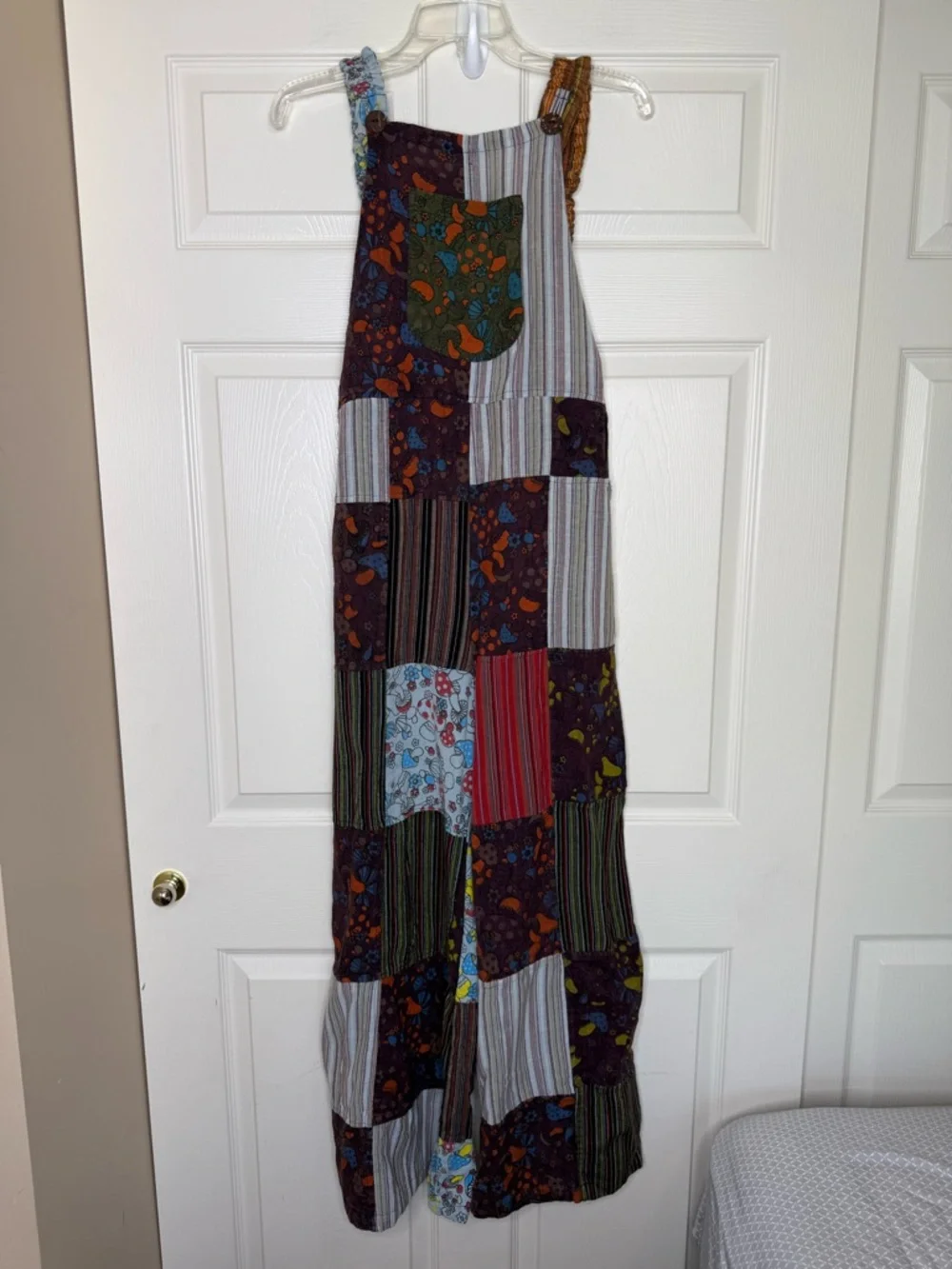 Kathmandu Imports Patchwork Jumpsuit Wide Leg One Size Artsy Hippie Cotton Overa - Picture 2 of 14